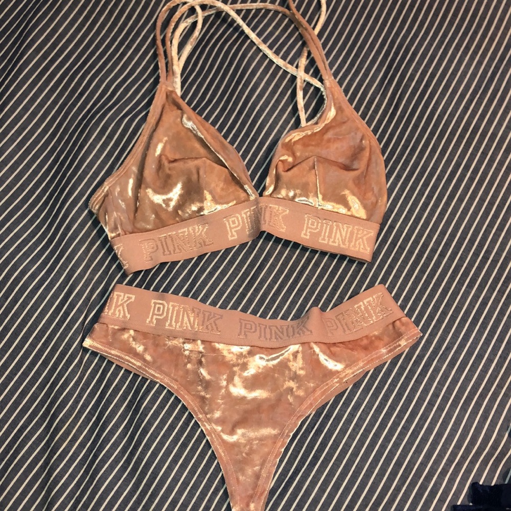 Matching velvet pink set